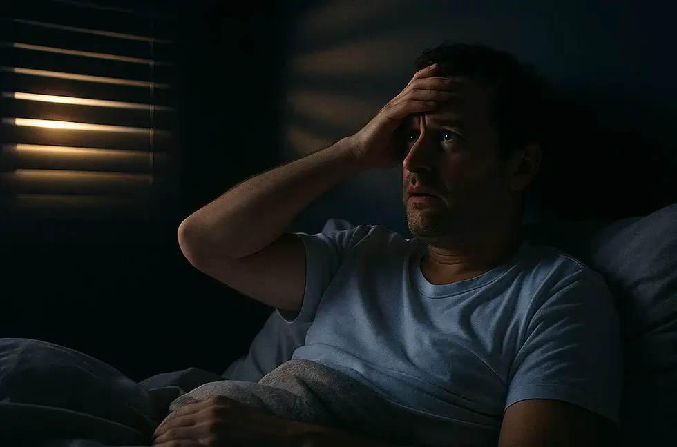 Person struggling to sleep with light